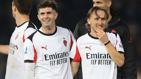 Christian Pulisic and Luka Modric of AC Milan celebrates