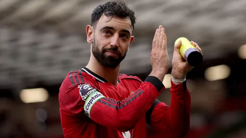 Bruno Fernandes of Manchester United applauds the fans.