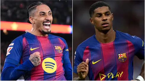 Barcelona star Raphinha and Marcus Rashford.