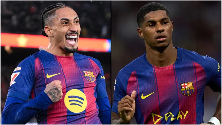 Barcelona star Raphinha and Marcus Rashford.