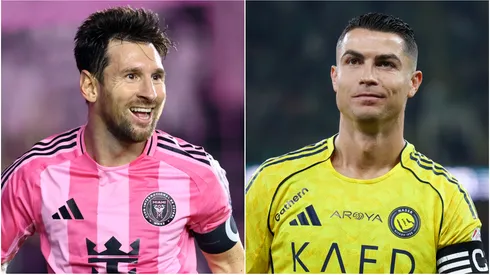 Lionel Messi #10 of Inter Miami CF and Cristiano Ronaldo of Al Nassr.