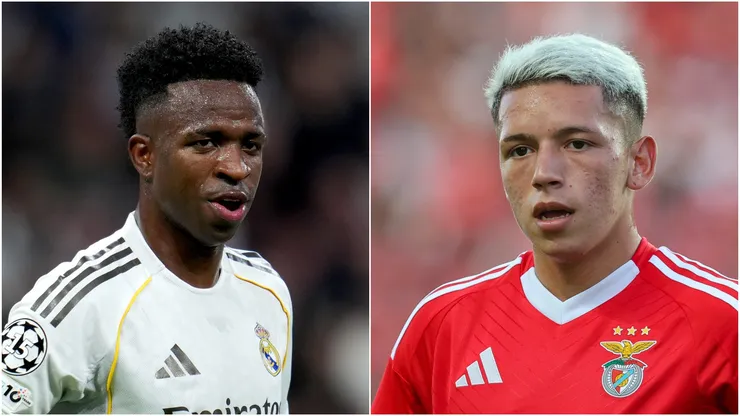 Vinicius Junior of Real Madrid and Gianluca Prestianni of SL Benfica.
