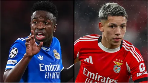 Gianluca Prestianni of SL Benfica and Vinicius Junior of Real Madrid.