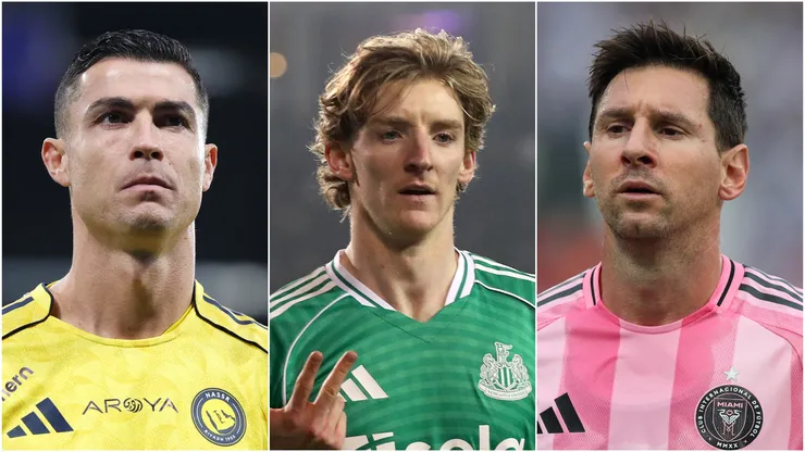Cristiano Ronaldo of Al Nassr, Anthony Gordon of Newcastle United, and Lionel Messi of Inter Miami.
