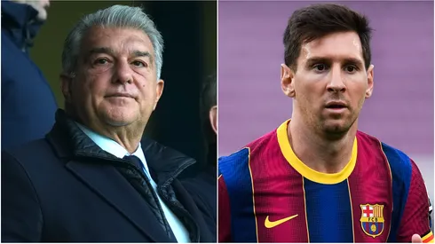 Joan Laporta, President of FC Barcelona and Lionel Messi.