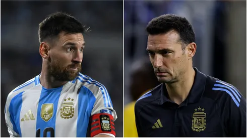 Argentina forward Lionel Messi and head coach Lionel Scaloni.