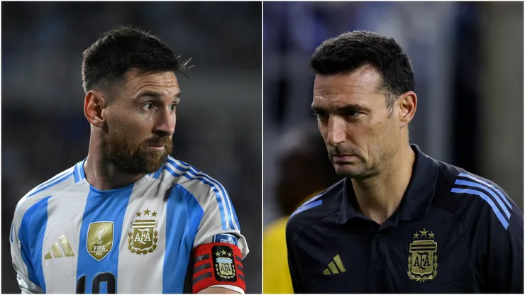 Argentina forward Lionel Messi and head coach Lionel Scaloni.
