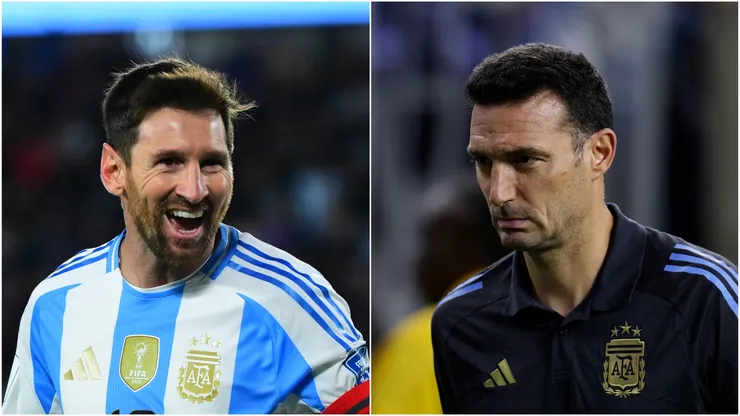 Argentina forward Lionel Messi and head coach Lionel Scaloni.
