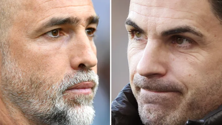 Igor Tudor, Head Coach of Tottenham Hotspur (L) and Mikel Arteta, Manager of Arsenal