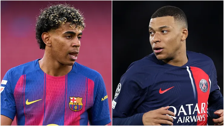 Lamine Yamal of FC Barcelona and Kylian Mbappe of PSG.
