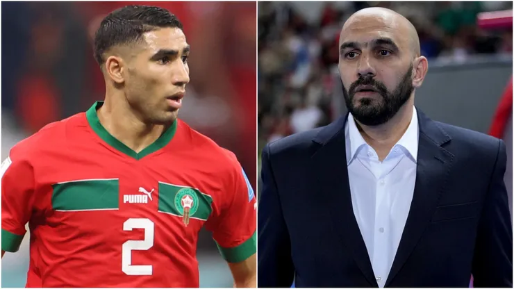 Achraf Hakimi and Morocco's head coach Walid Regragui.
