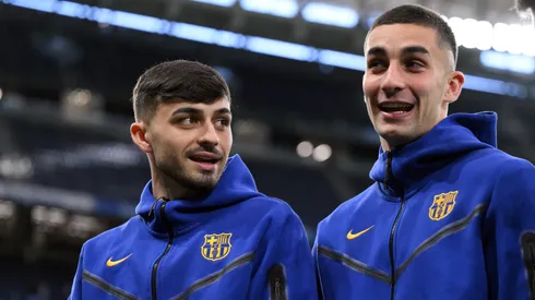 Pedri and Ferran Torres of FC Barcelona.