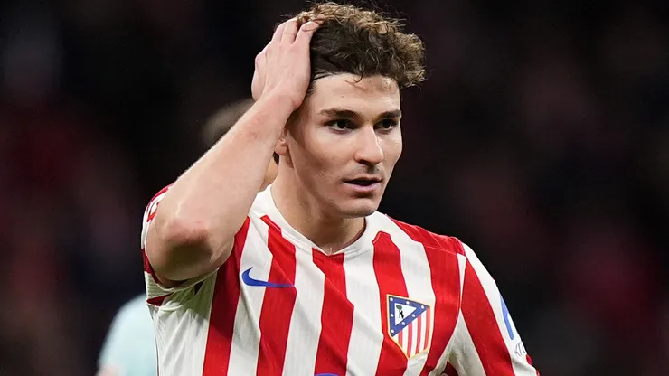 Julian Alvarez of Atletico de Madrid looks dejected in LaLiga game.