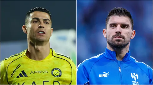 Cristiano Ronaldo (L) of Al Nassr of Ruben Neves (R) of Al Hilal.