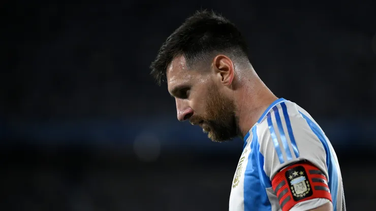 Lionel Messi playing for Argentina.
