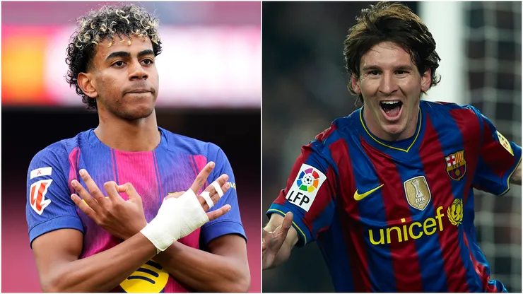 Lamine Yamal (left) and Lionel Messi (right)
