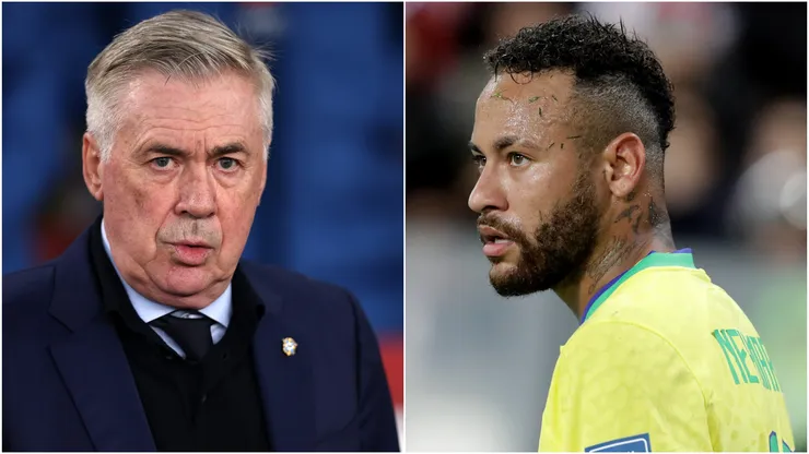 Brazil coach Carlo Ancelotti and Neymar.
