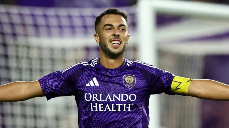 Martin Ojeda #10 of Orlando City celebrates after scoring against Inter Miami.
