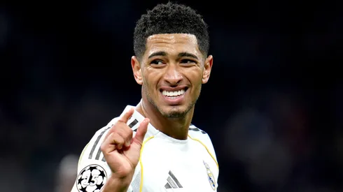 Jude Bellingham of Real Madrid looks on during the UEFA Champions League.
