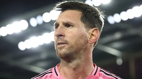 Lionel Messi #10 of Inter Miami CF reacts after winning the MLS match.