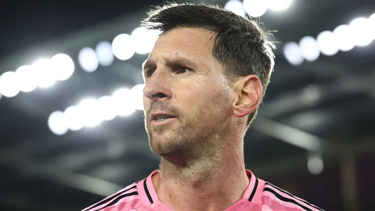 Lionel Messi #10 of Inter Miami CF reacts after winning the MLS match.