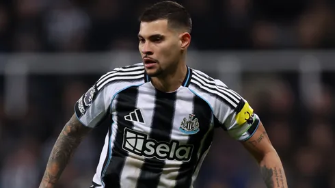 Bruno Guimaraes of Newcastle United runs with the ball during the Premier League match.