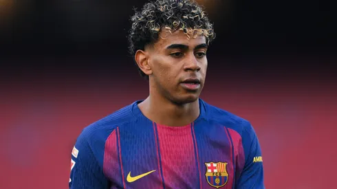Lamine Yamal of FC Barcelona looks on during the LaLiga EA Sports match.
