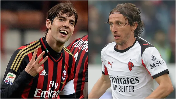 Ricardo Kaka and Luka Modric of AC Milan.
