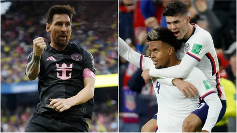Lionel Messi (left) and Weston McKennie, Christian Pulisic (right)