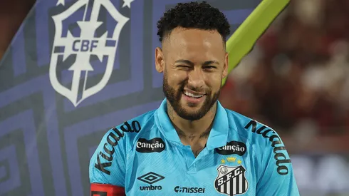 Neymar Jr of Santos smiles prior to a match.