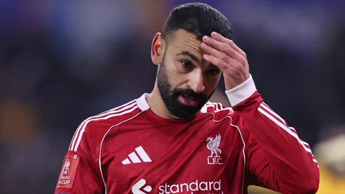 Mohamed Salah of Liverpool looks dejected during the Emirates FA Cup Fifth Round match.