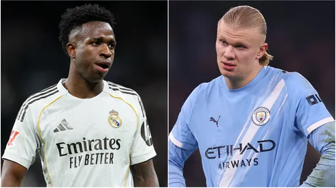 Real Madrid's Vinicius Junior and Manchester City's Erling Haaland.