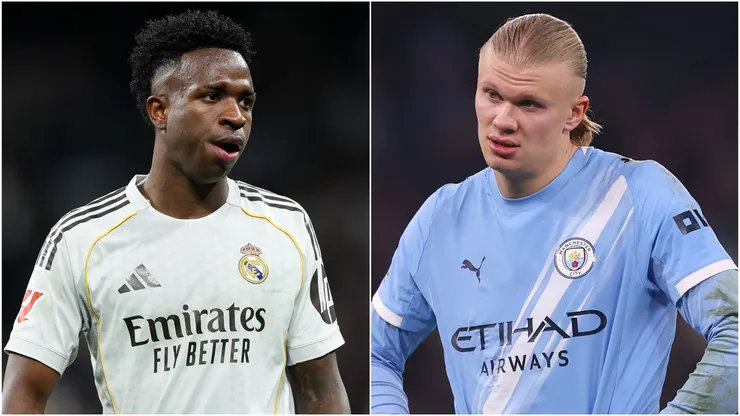 Real Madrid's Vinicius Junior and Manchester City's Erling Haaland.
