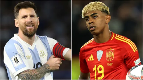 Lionel Messi of Argentina and Lamine Yamal of Spain.