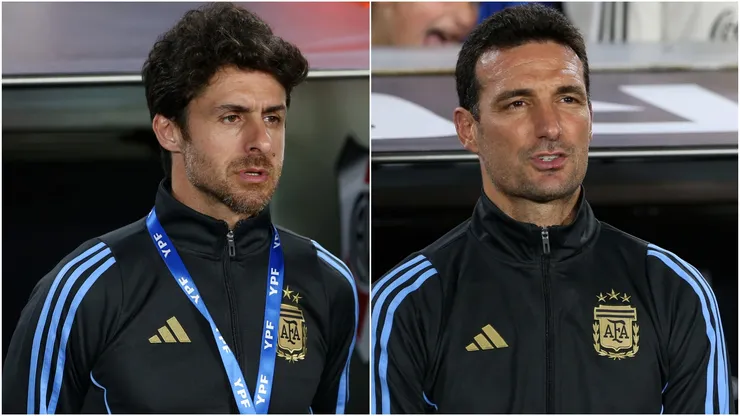 Argentina icon Pablo Aimar and head coach Lionel Scaloni.