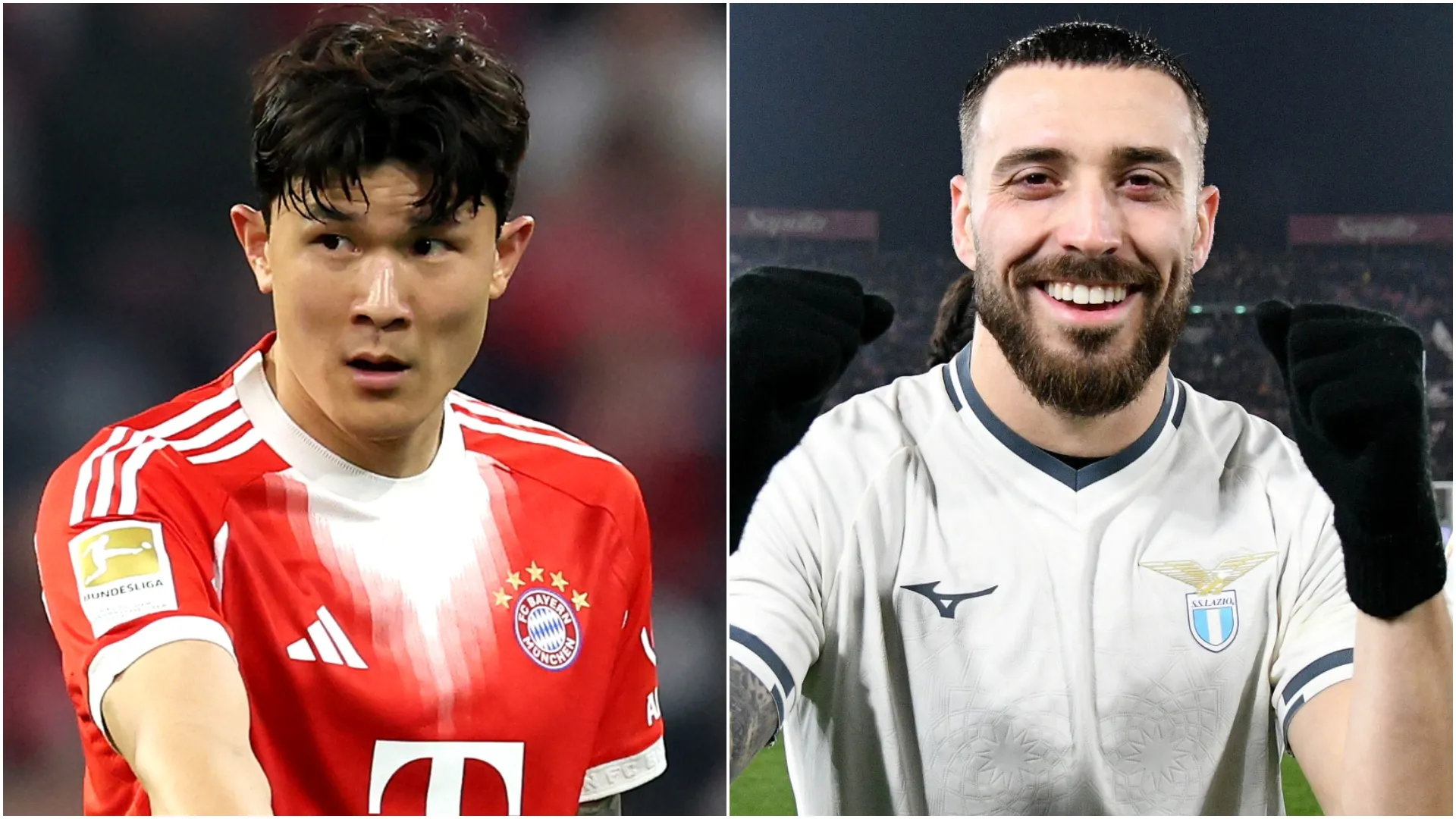 Kim Min Jae of FC Bayern München and Mario Gila of SS Lazio.