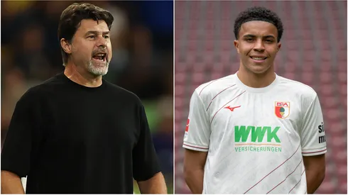 USMNT coach Mauricio Pochettino and Augsburg defender Noahkai Banks.