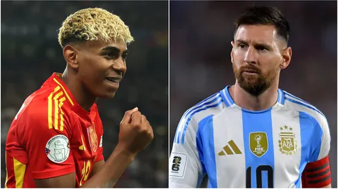 Lamine Yamal of Spain and Lionel Messi of Argentina.