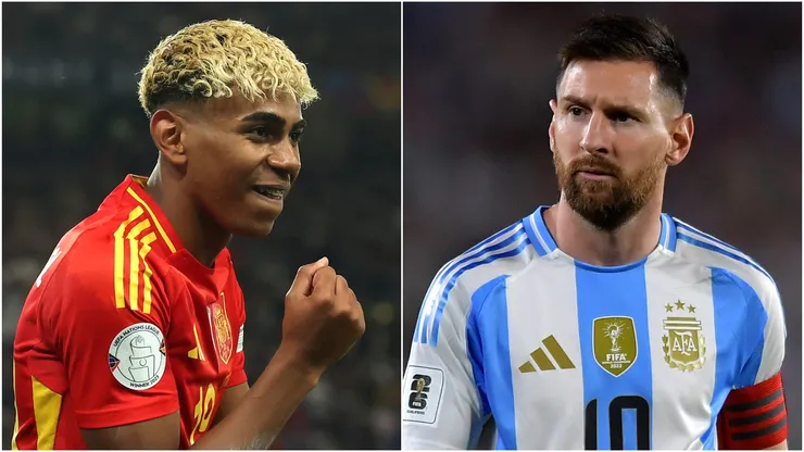 Lamine Yamal of Spain and Lionel Messi of Argentina.