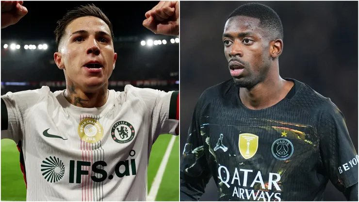 Enzo Fernandez of Chelsea  and Ousmane Dembele of Paris Saint-Germain.
