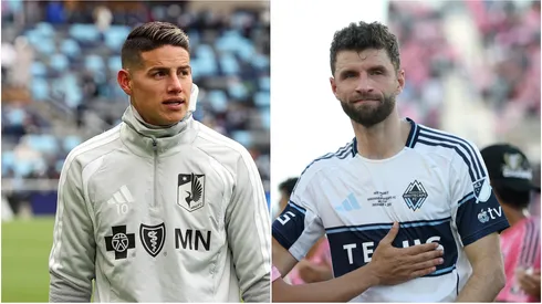 Minnesota United's James Rodriguez and Vancouver Whitecaps' Thomas Muller.