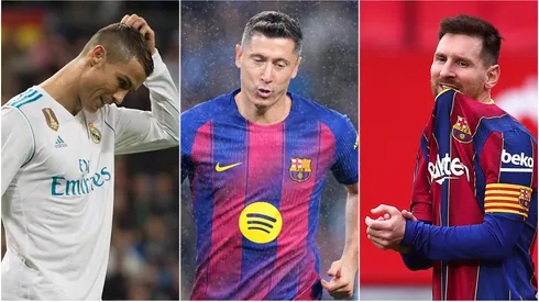 Cristiano Ronaldo, Robert Lewandowski and Lionel Messi.