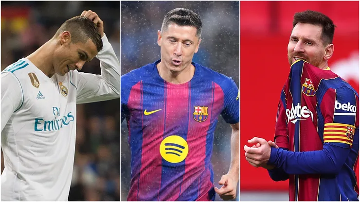 Cristiano Ronaldo, Robert Lewandowski and Lionel Messi.
