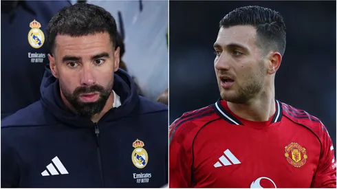 Daniel Carvajal of Real Madrid and Diogo Dalot of Manchester United.