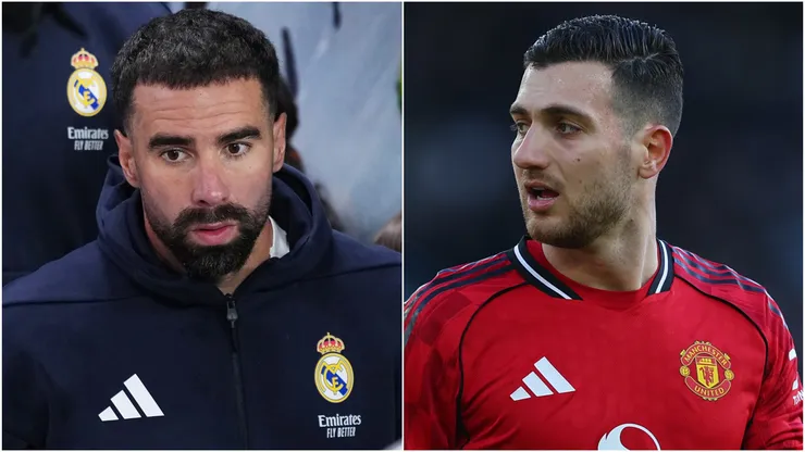 Daniel Carvajal of Real Madrid and Diogo Dalot of Manchester United.
