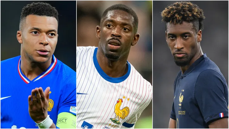 Kylian Mbappe (left), Ousmane Dembele (center), and Kingsley Coman (right)
