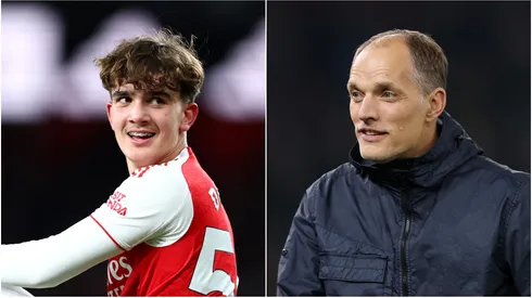 Arsenal wonderkid Max Dowman and England coach Thomas Tuchel.