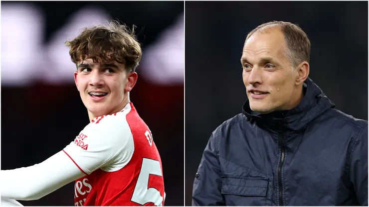 Arsenal wonderkid Max Dowman and England coach Thomas Tuchel.