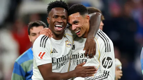 Vinicius Junior and Trent Alexander-Arnold of Real Madrid celebrate.