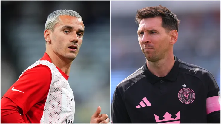 Antoine Griezmann of Atletico de Madrid and Lionel Messi #10 of Inter Miami CF.
